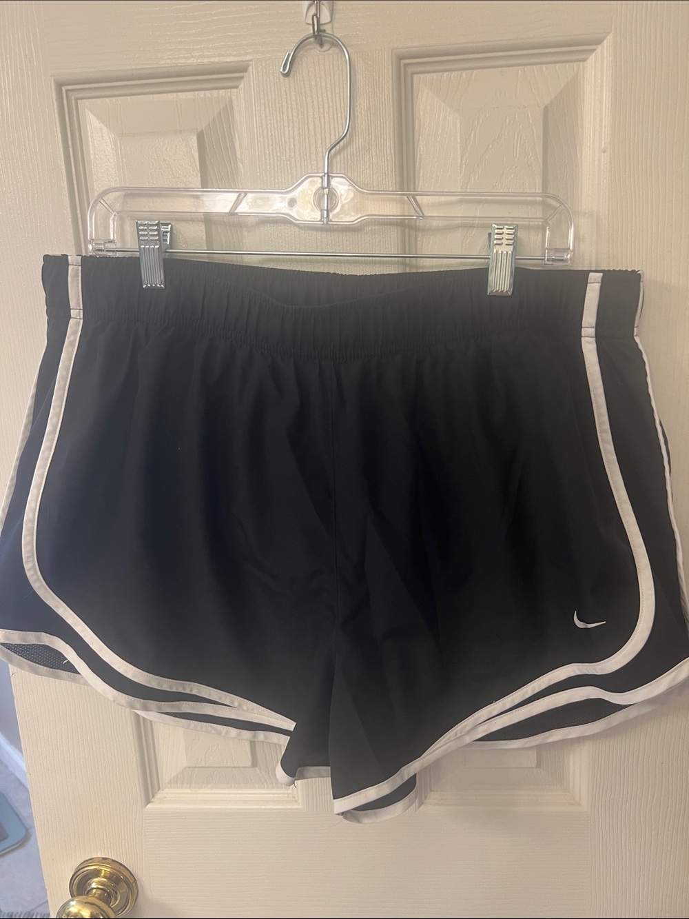 Nike Black Women's Athletic Shorts with White Piping